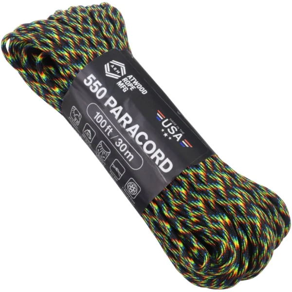 a hank of 550 paracord - galaxy on a white background