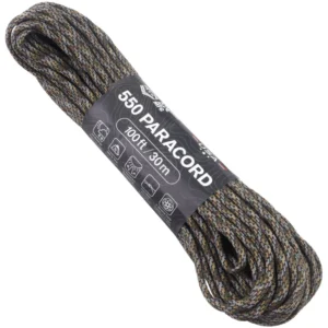 a hank of 550 paracord - infiltrate on a white background