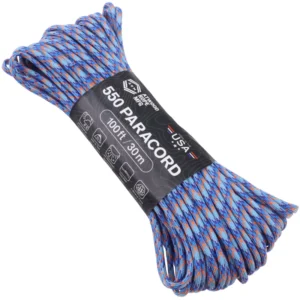 a hank of 550 paracord - nebula on a white background