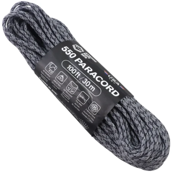 a hank of 550 paracord - titanium on a white background