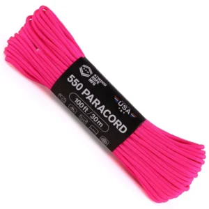 A Hank Of 550 Paracord - Hot Pink On A White Background