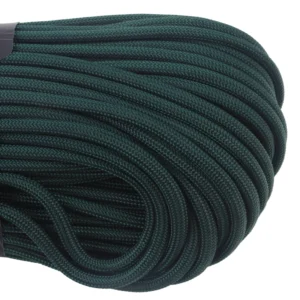 a closeup of 550 paracord - hunter on a white background