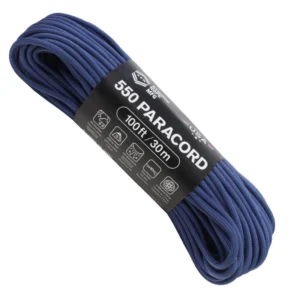 a hank of 550 paracord - navy on a white background