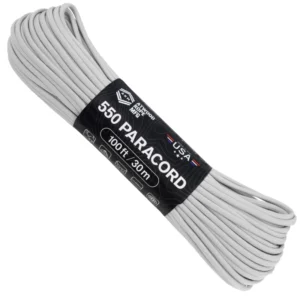 A Hank Of 550 Paracord - Grey On A White Background